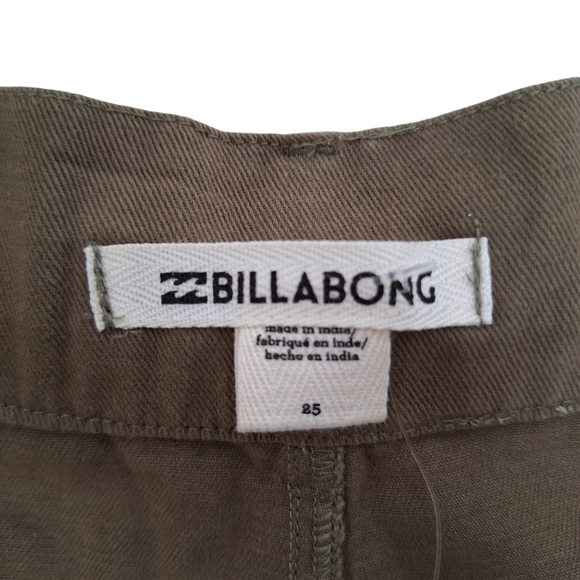 NWT Billabong Women Size 25 100% Cotton Brown Belted Cuffed Shorts Pockets - Picture 7 of 14